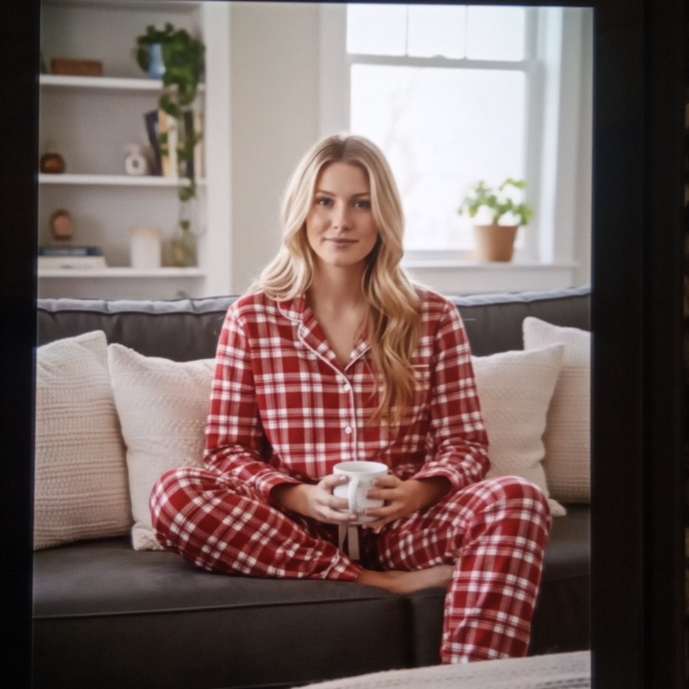J Crew Cotton Flannel Pajamas Set In Plaid Coffy Lounche Womens Xs